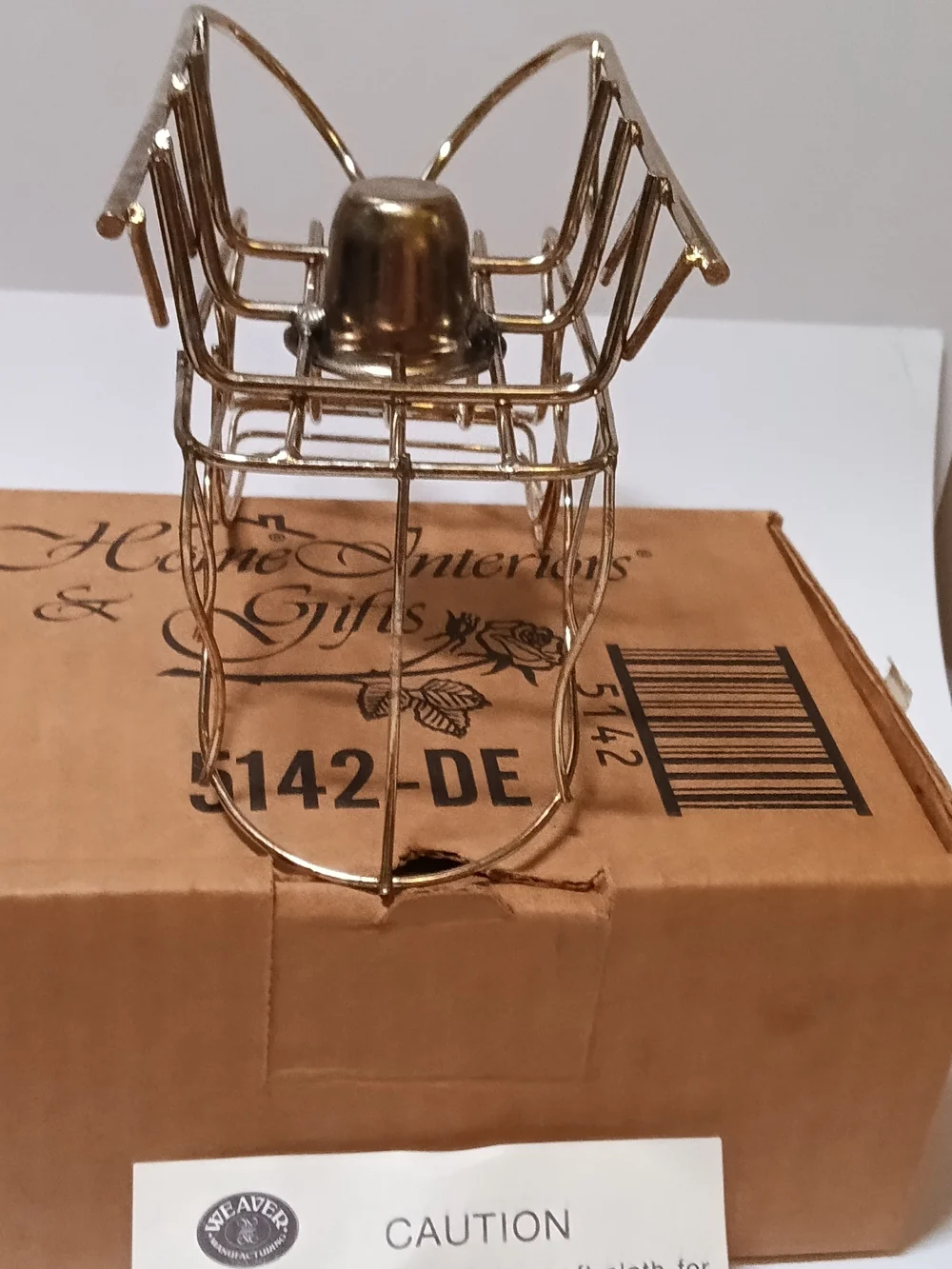Vintage Home Interiors Brass Wire Sleigh Candle Holder Christmas Decor Boxed